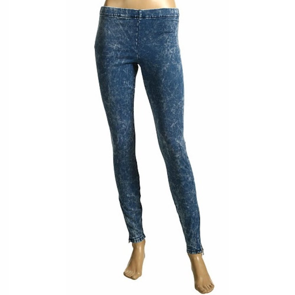Joes Jeans Side Seam Legging Mineral Medium Blue White Acid Wash Ankle Zip S 6 4